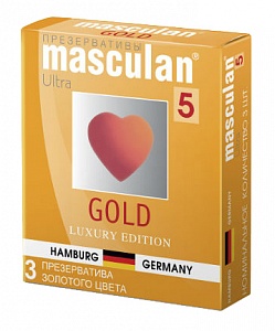 Презервативы Masculan Gold золотые с ароматом ванили 3 шт.